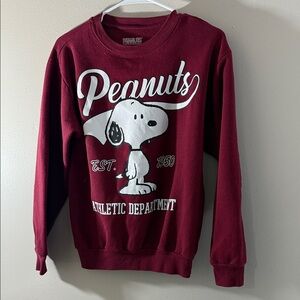 Peanuts Burgundy Crewneck Sweater - Snoopy Graphic